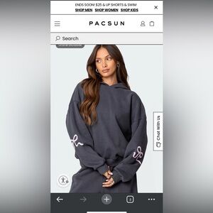 Gray Hoodie with Pink Bow Accents